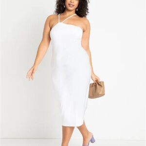 NWT Eloquii White One-Shoulder Midi Dress